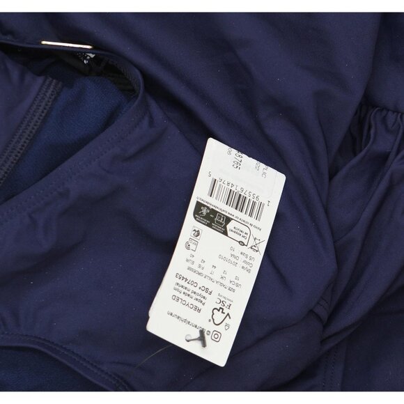 Lauren Ralph Lauren Club Solid Ruffle Surplice One-Piece Swimsuit Dark Navy 10 - Picture 4 of 7